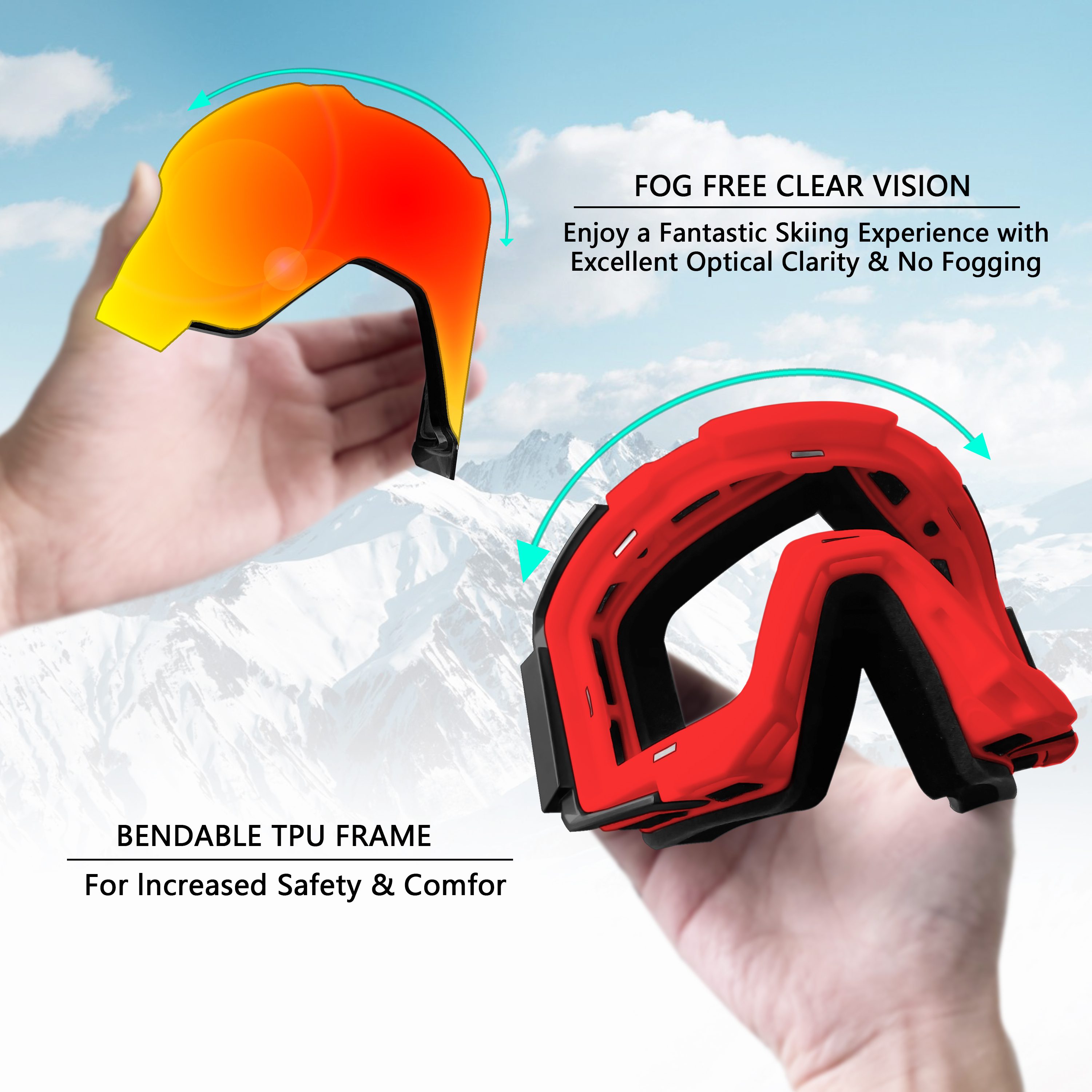 Snow Goggle + Spare Lens + Hard Spare Lens Cover Mount